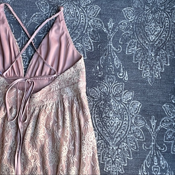 Lulus Stolen Moments Dusty Pink Lace-Up Lace Maxi Dress Size XL - Picture 12 of 14
